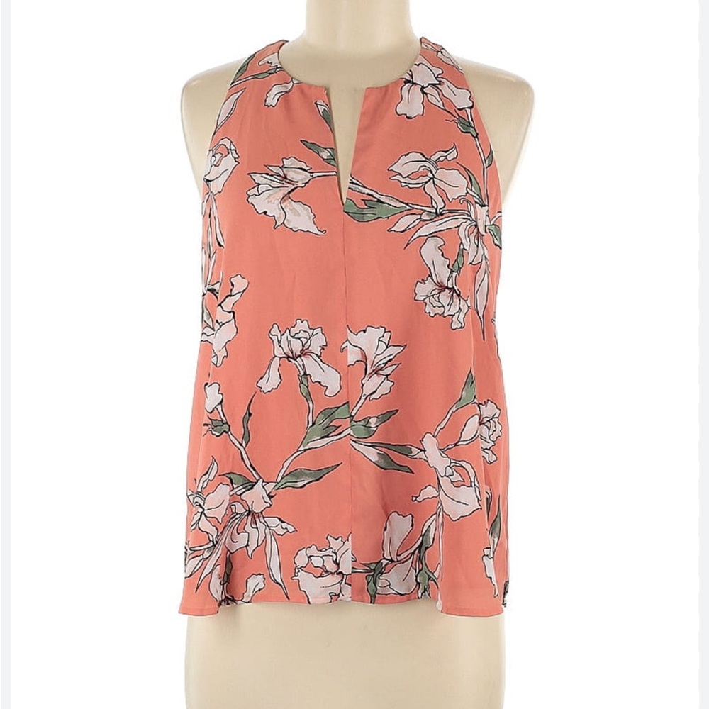 Ann Taylor LOFT Floral Halter Popover Tank Blouse Flowy Tunic Cottage M52 Small